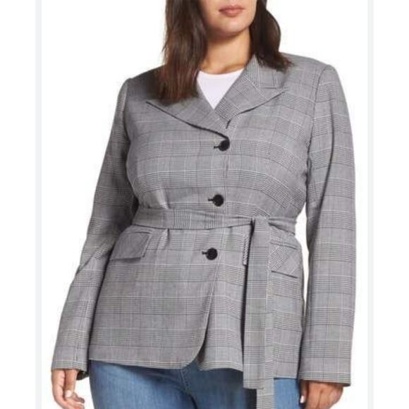 Halogen Belted Fitted Blazer Glen Plaid size 22 - Picture 1 of 7